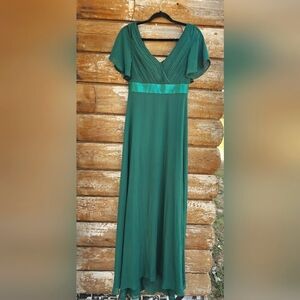 Ever Pretty Vneck Dark Forest Green Chiffon Maxi Flutter Sleeve Bridesmaid Dress